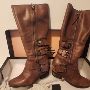 Brown Leather Knee-High Boots